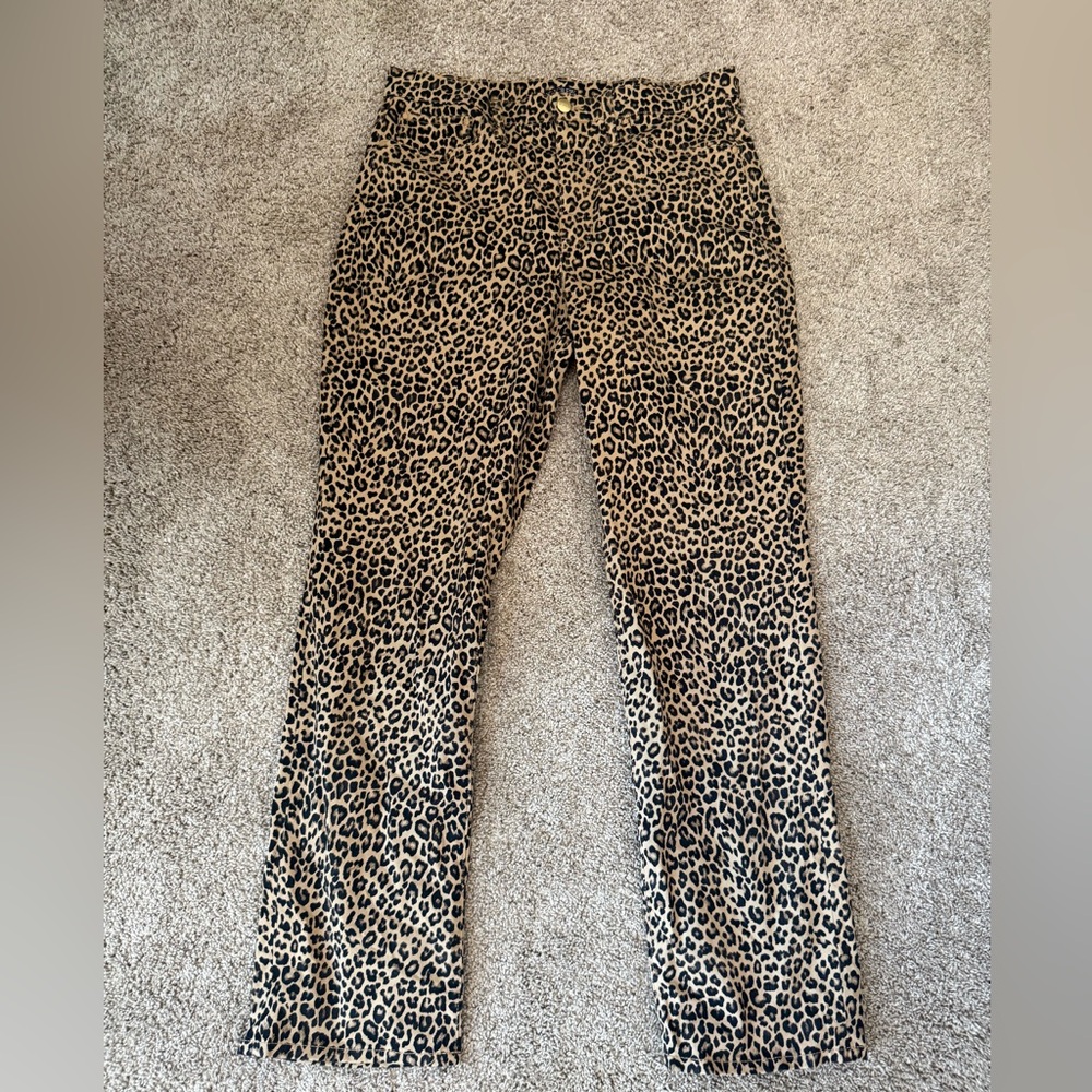 J. Crew Tan and Black Leopard Print Trousers